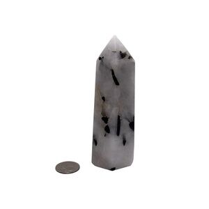 Quartz with black tourmaline inclusions crystal tower approximately 5” tall (C1)